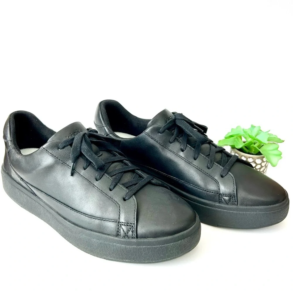 Kizik Vegas Black Leather Slip-On Lace-Up Sneakers Men's Size 11